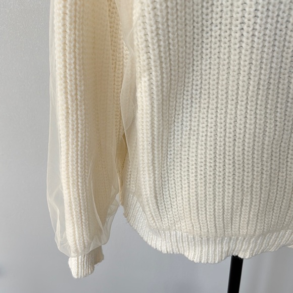 White Cowl Neck Cable Knit Sweater - Picture 4 of 8